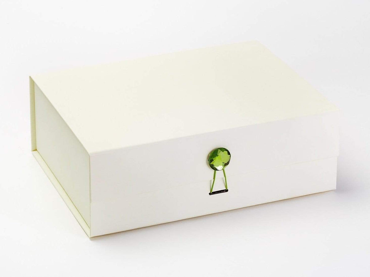 Ivory A4 Deep Luxury Gift Box Featured with Peridot Gemstone Closure