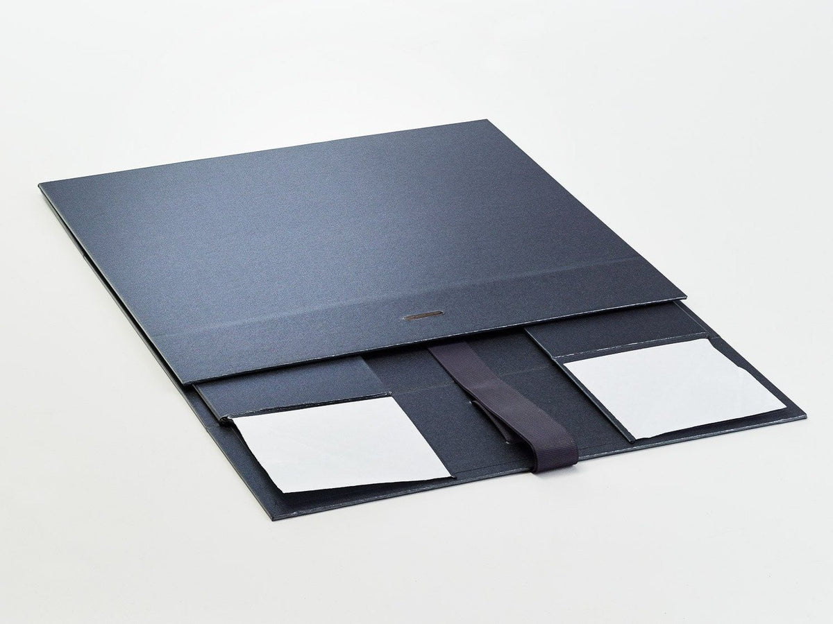 Pewter A4 Deep Luxury Folding Gift Box Sample Supplied Flat with Ribbon