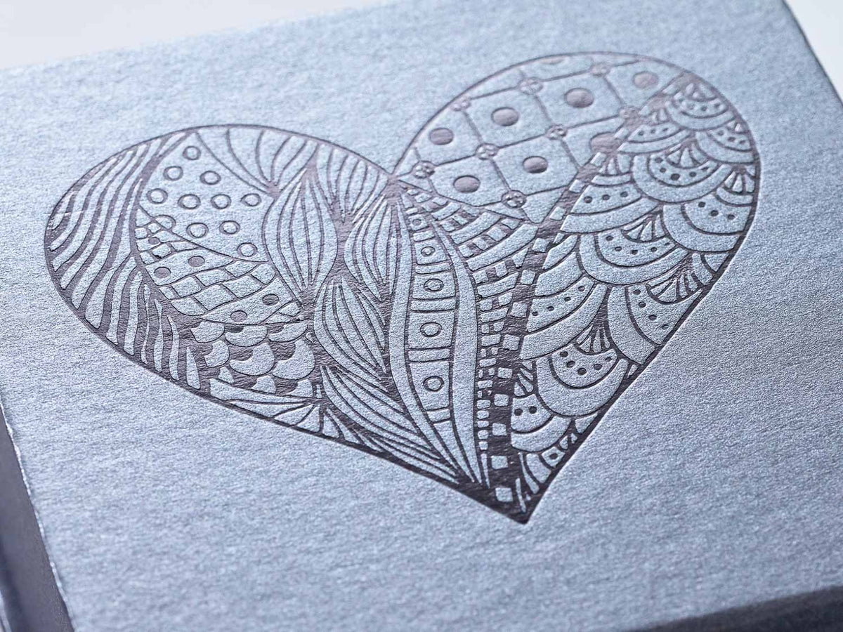 Pewter Folding Gift Box with Custom Black Foil Printed Design