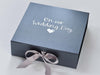 Pewter Gift Box with Customer personalised design and silver ribbon