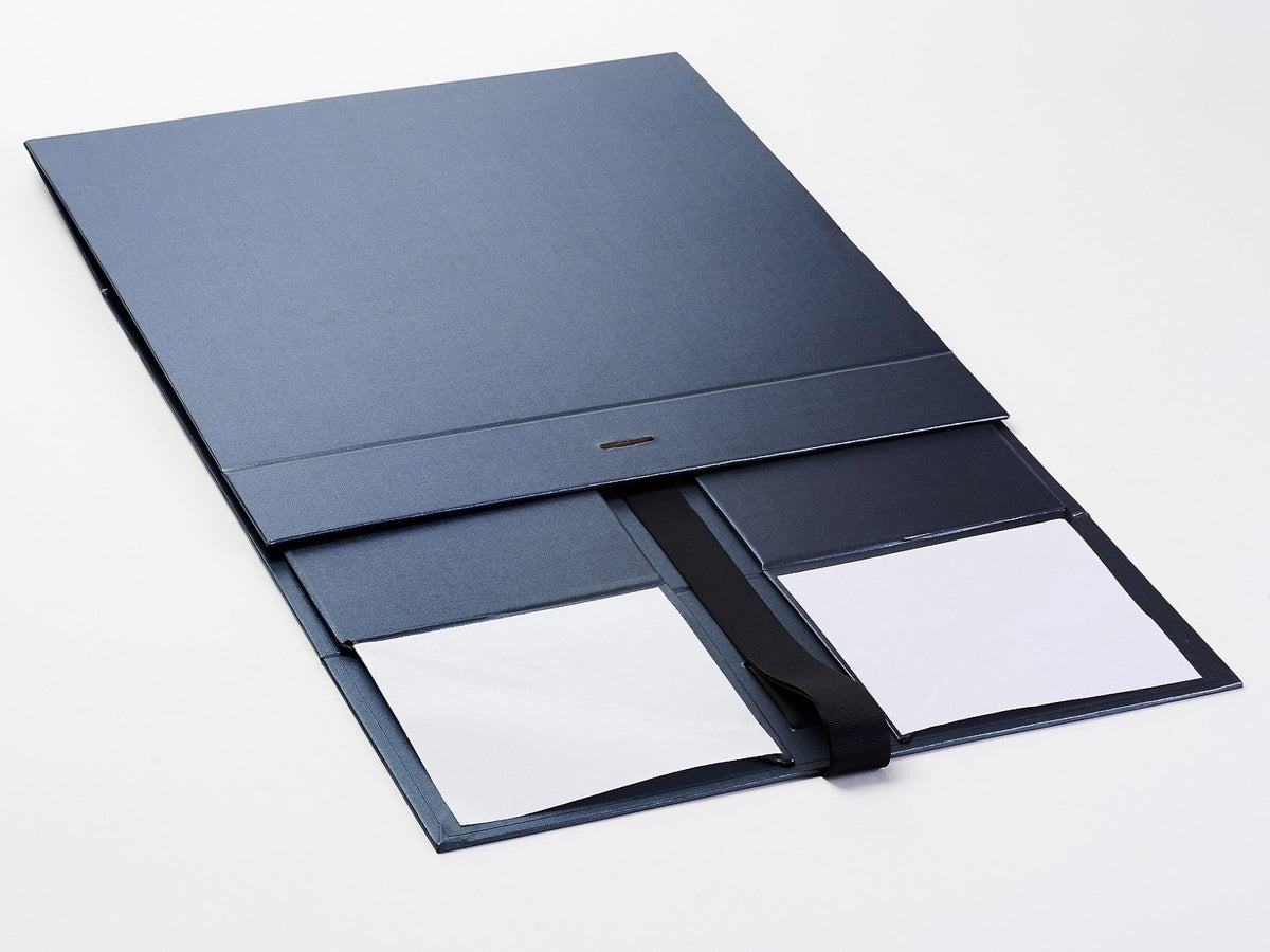 Pewter XL Deep Gift Box Supplied Flat with Ribbon