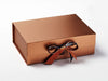 Example of Festive Pheasant Ribbon Double Bow Featured on Copper A4 Deep Gift Box