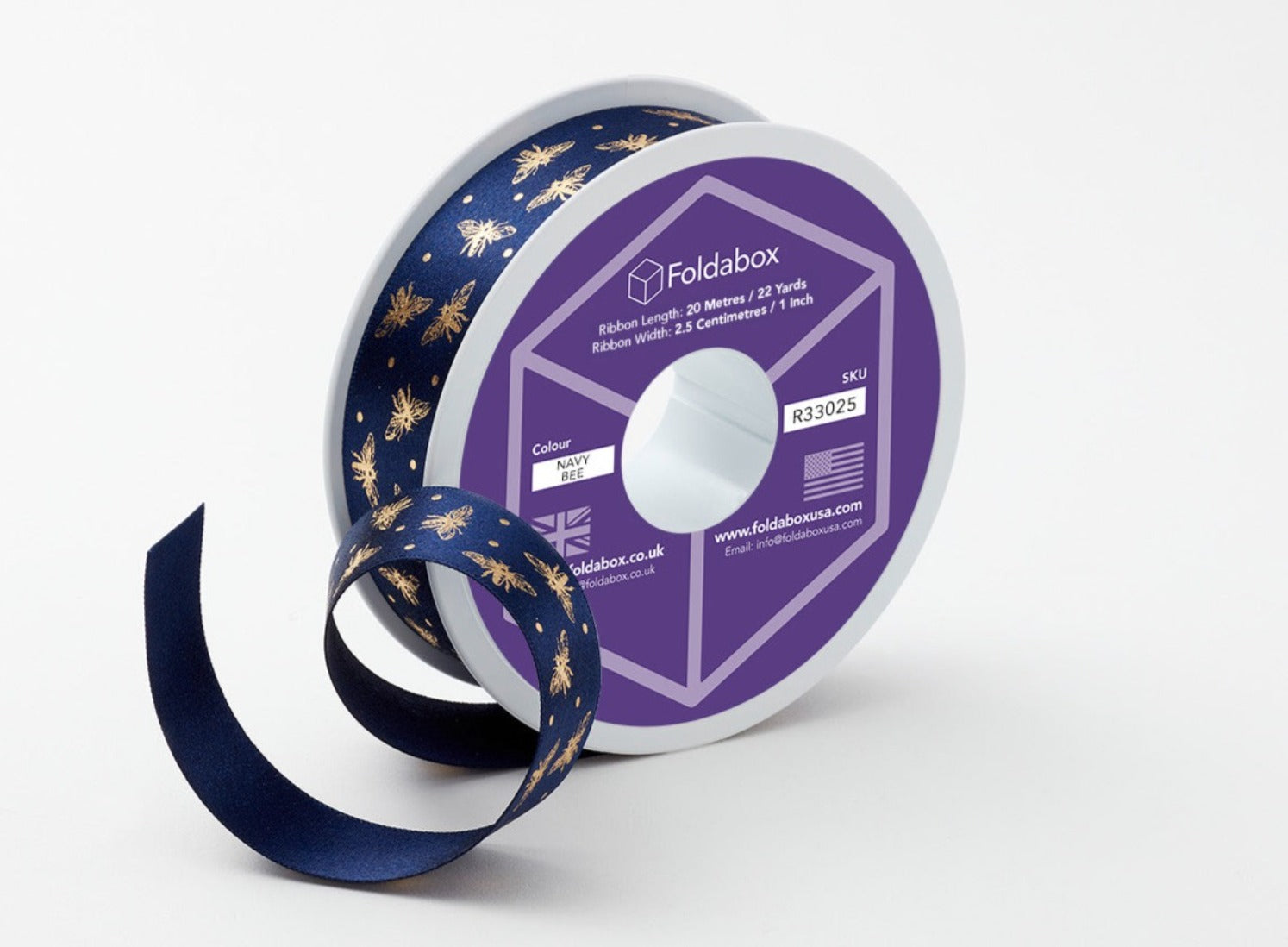 Navy Bue 20m Recycled Satin Ribbon from Fo9ldabox