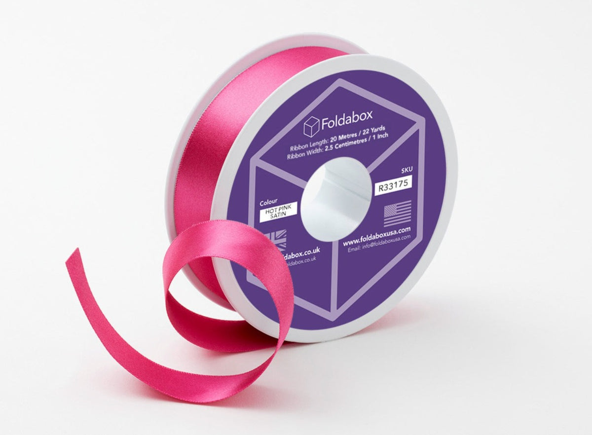 Hot Pink 20m Recycled Satin Ribbon Roll from Foldabox