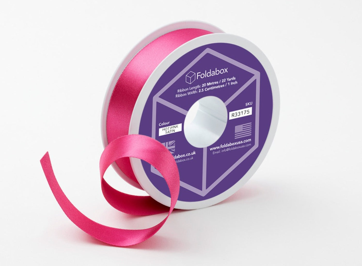 Hot Pink 20m Recycled Satin Ribbon Roll from Foldabox