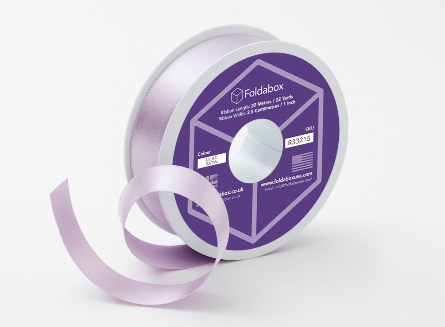 Pale Lilac Recycled Satin Ribbon Roll from Foldabox USA