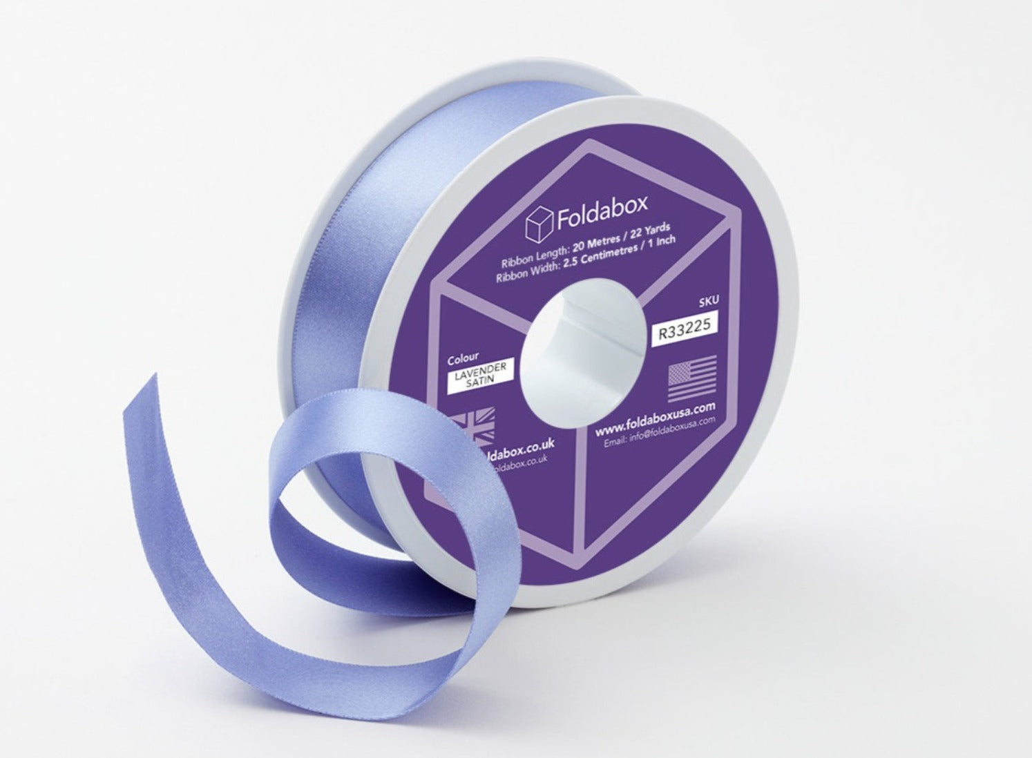 Lavender Recycled Satin Ribbon Roll from Foldabox USA