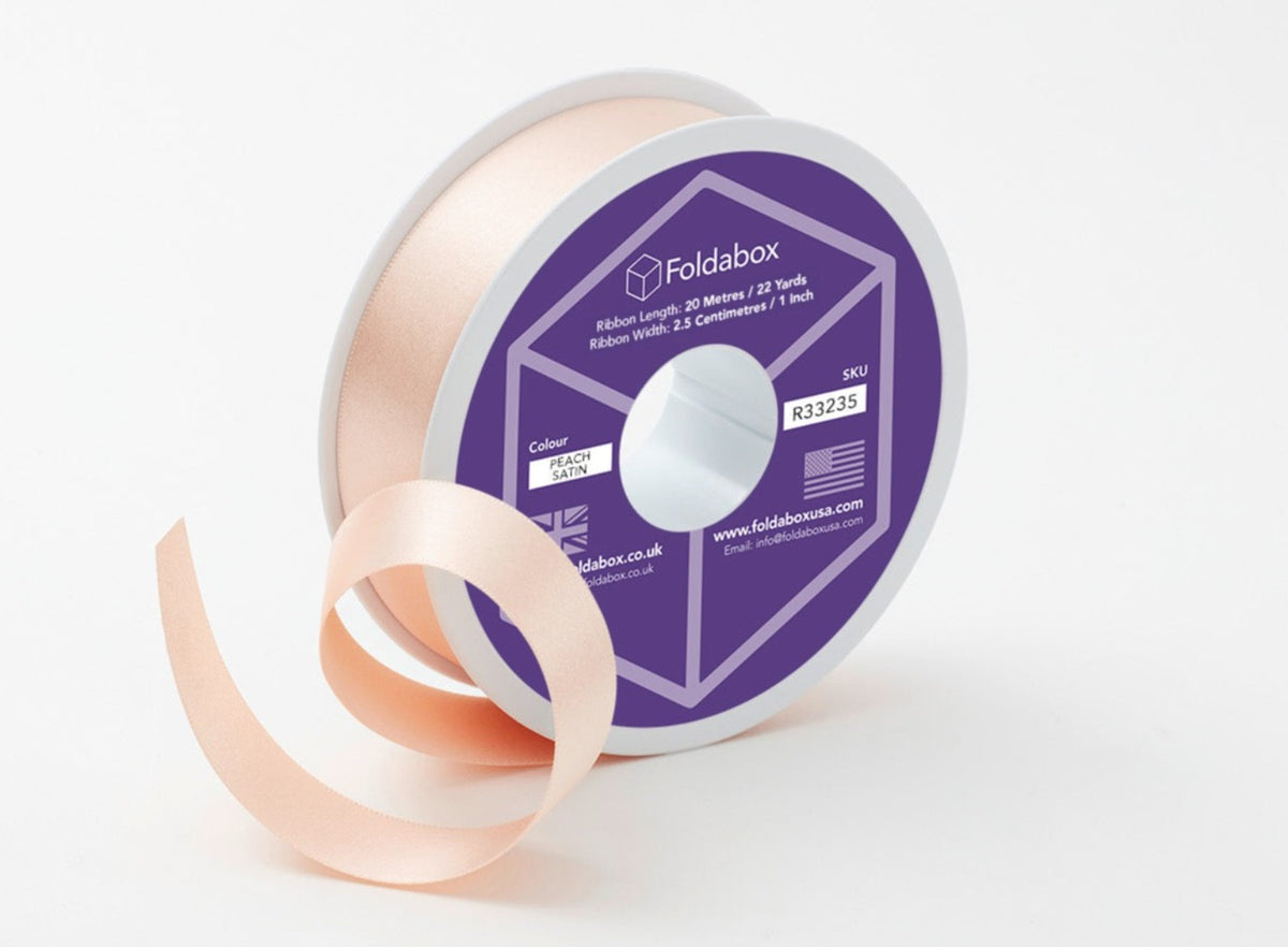 Peach 20m Recycled Satin Ribbon Roll from Foldabox