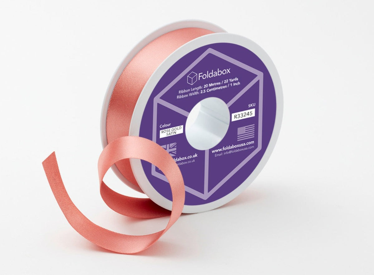 Rose Goold 20m Recycled Satin Ribbon Roll from Foldabox