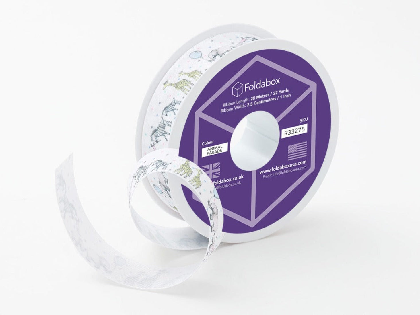 Animal Parade Satin Ribbon Roll For Baby Gift Boxes