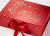 Red Folding Gift Box Featuring Gold Foil Custom Printed Design
