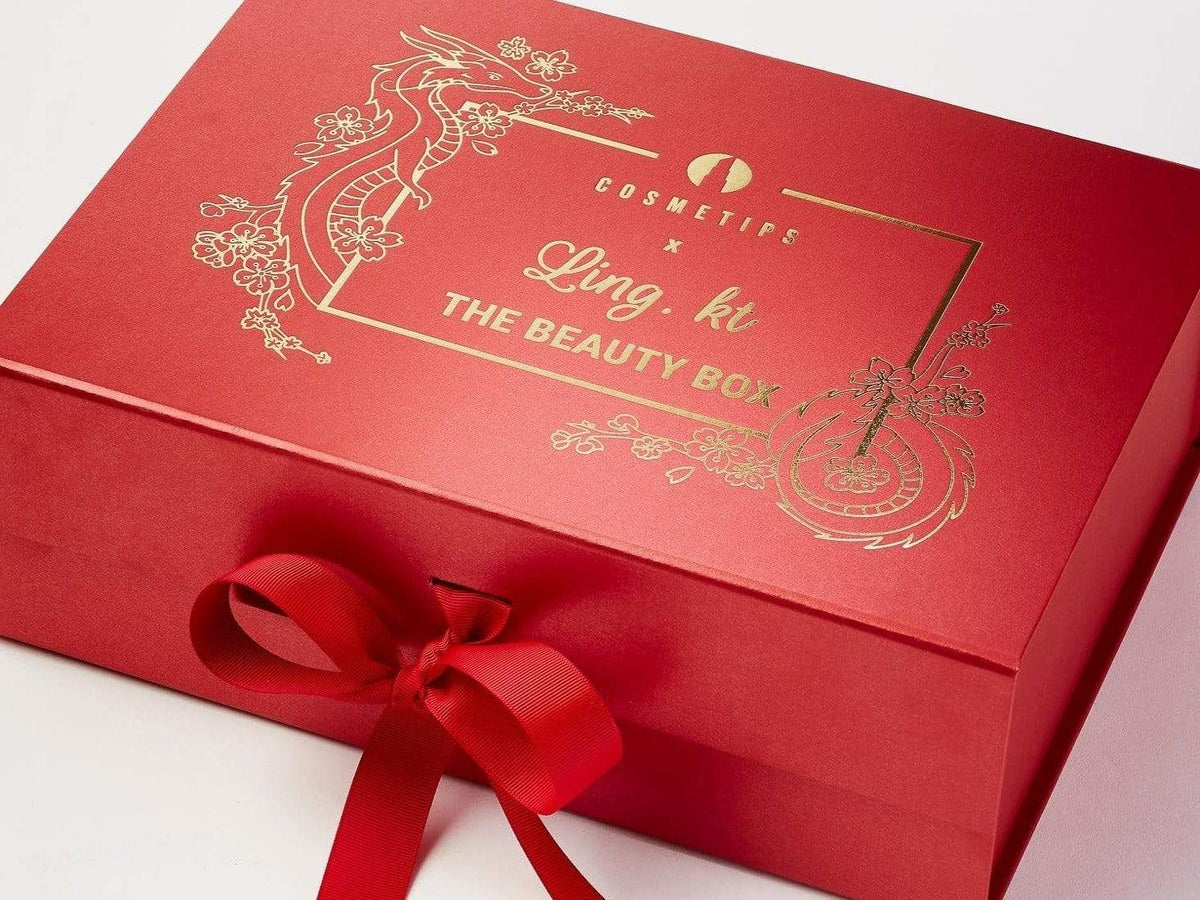 Red A4 Deep Luxury Gift Box with Gold Foil Printed Design