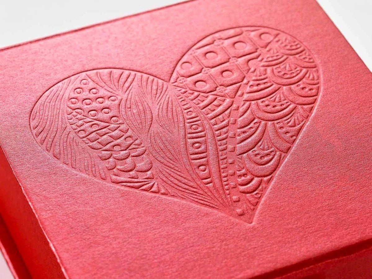 Red folding Gift Box with Custom Debossed Logo to Lid from Foldabox