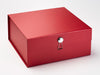 Red Folding Gift Box with Silver Dome Closure