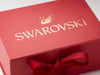 Red Gift Box with Custom Rose Gold Foil Logo