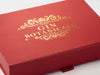 Red A6 Shallow Gift Box with Custom Gold Foil Logo to Lid
