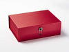 Red Gift Box with Ruby and Diamond Flower Gemstone Closure