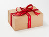 Example of Red Merry Christmas Recycled Satin Ribbon on Natural Kraft Gift Box