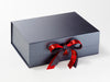 Red Merry Christmas Recycled Satin Ribbon Featured on Pewter A4 Deep Gift Box