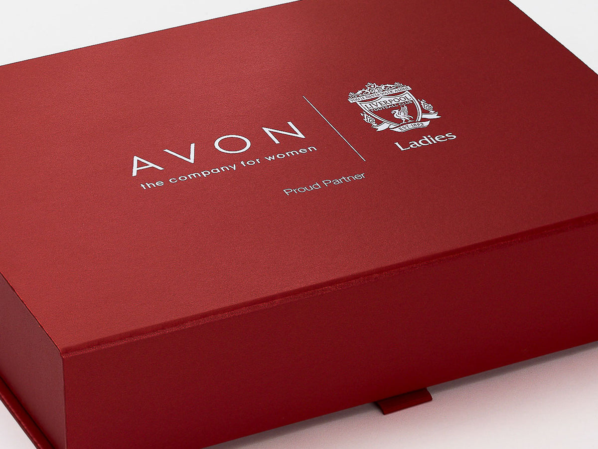 Red Luxury Folding Gift Box with Custom Printed While Logo to Lid