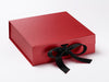 Red Medium Slot Gift Box Featured with Black Grosgrain Ribbon