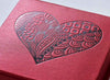 Red folding gift box with custom black foil logo to lid
