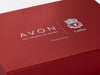 Red Folding Gift Box with Custom Printed Silver Foil Logo to Lid