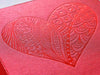 Red Folding Gift Box with Custom Tone on Tone Red Foil Heart Print