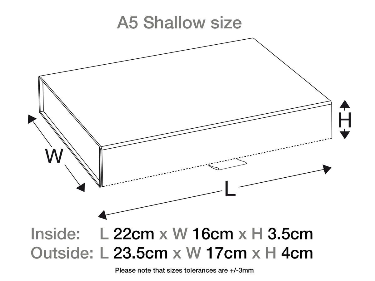 Rose Gold A5 Shallow Gift Box Assembled Size in Centimeters