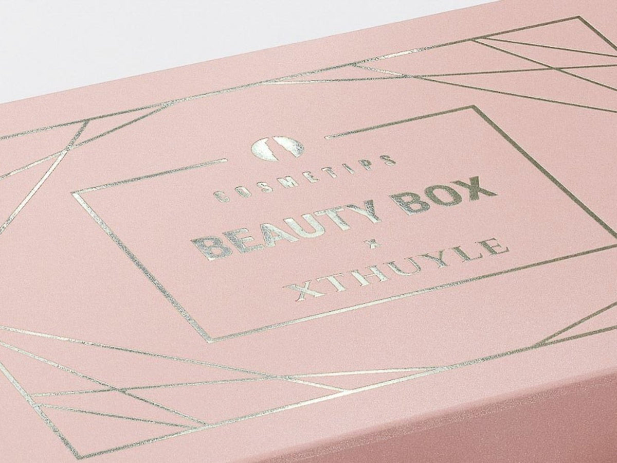 Rose Gold Gift Box with custom Silver Foil Design