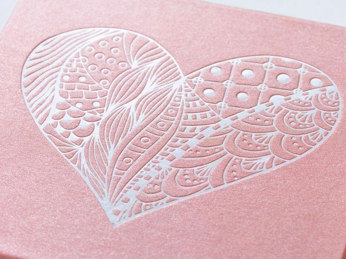 Rose Gold Gift Box with Custom White Foil Logo Example