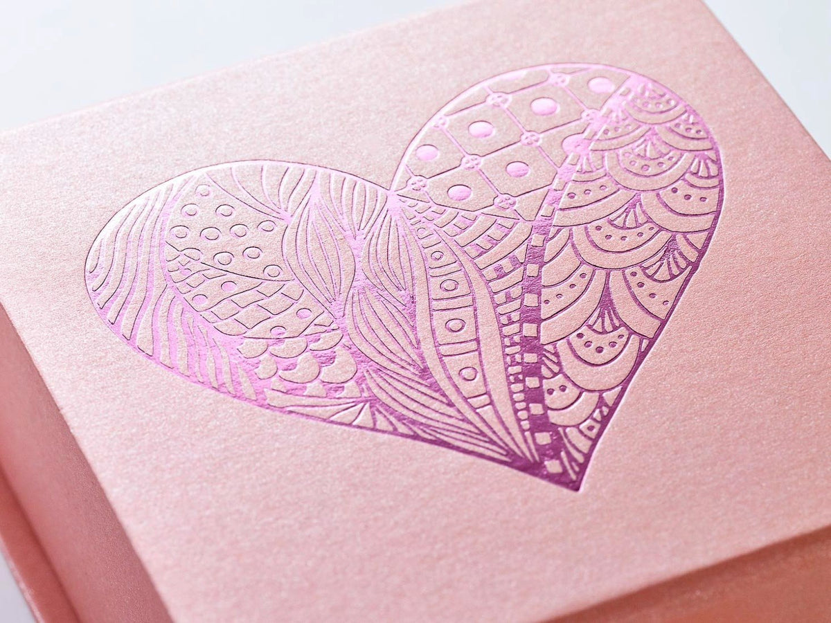 Rose Gold Gift Box with Custom Pink Foil Logo Example