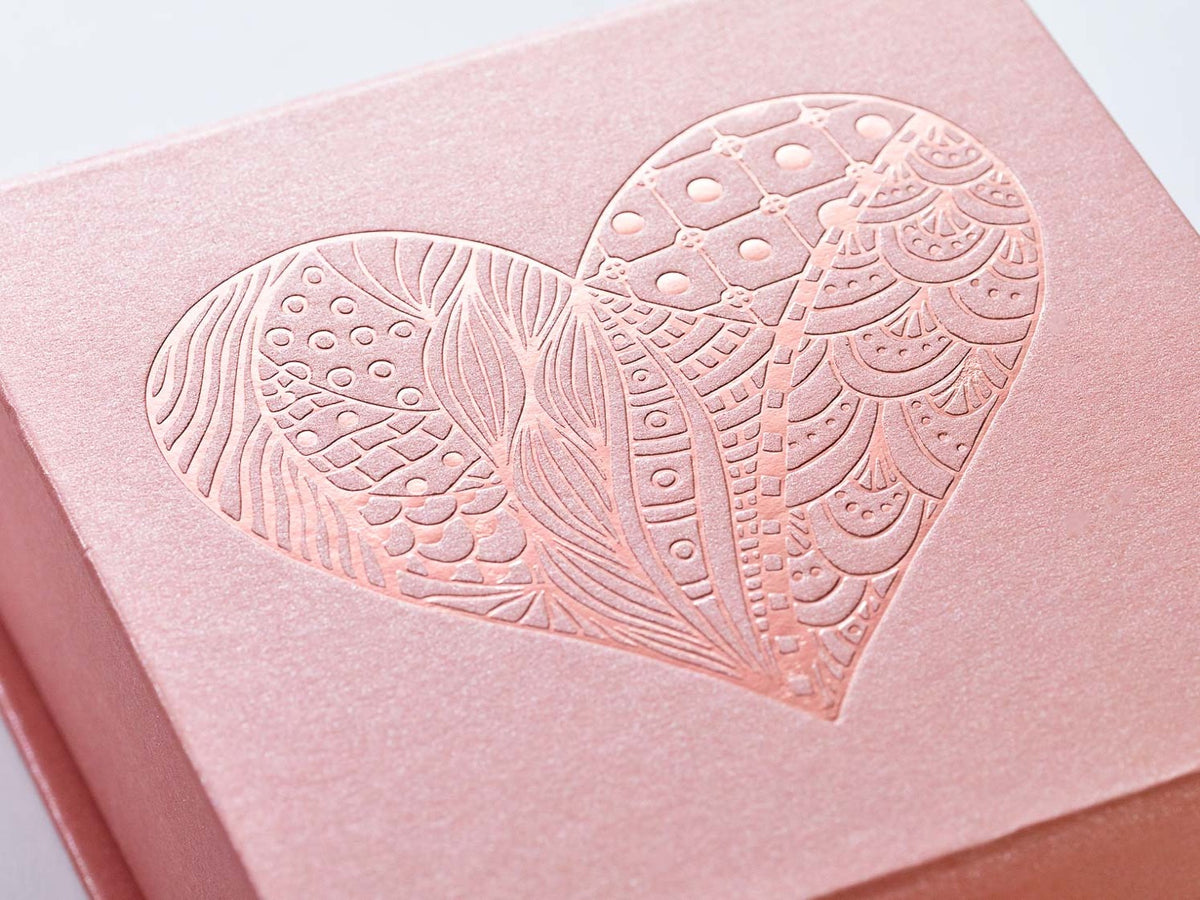 Rose Gold Folding Gift Box with Custom Printed Rose Gold Foil Logo