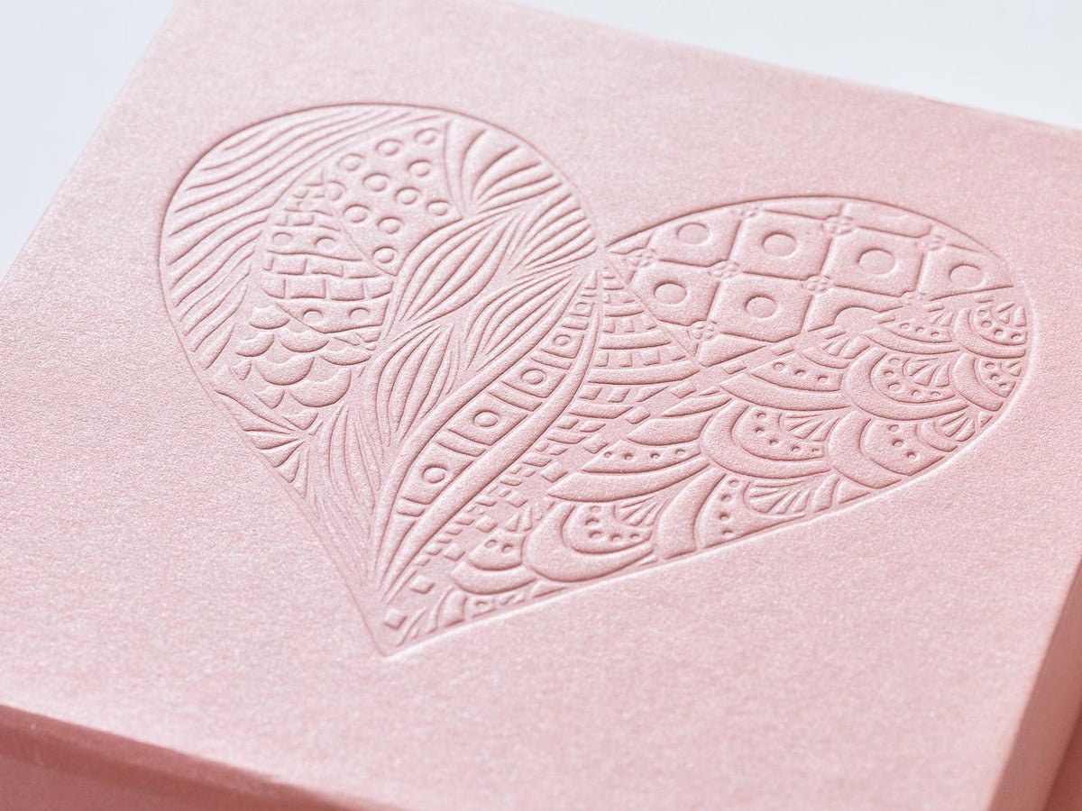 Rose Gold folding gift box with custom debossed heart logo