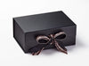 Rose Gold and Black Stripe Metallic Ribbon on Black Gift Box