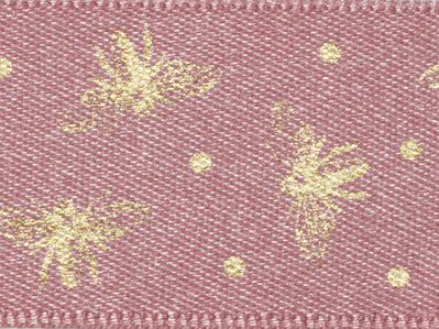 Rose Pink Satin Sparkle Bee Satin Ribbon