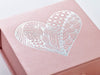 Rose Gold Folding Gift Box with custom silver foil printed heart