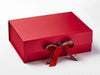 Example of Royal Stewart Tartan Ribbon Featured on Red A4 Deep Gift Box