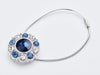 Sapphire and Diamond Gemstone Gift Box Closure Sample with Silver Elastic