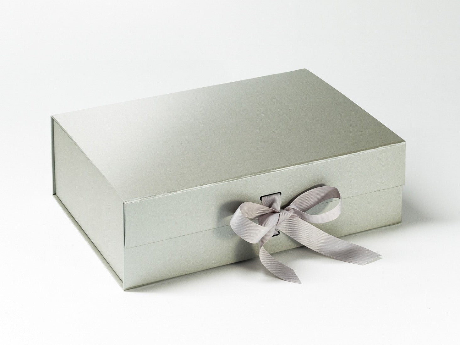 Silver  A4 Deep Folding Luxury Gift Box with Changeable Ribbon