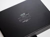 Black Gift Box with Custom Silver Foil Blocked Logo to Lid