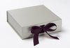 Medium Silver Pearl Gift Box Featured with Plum Purple ribbon