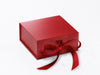 Small Red Folding Gift Boxes with Fixed Ribbon Ties