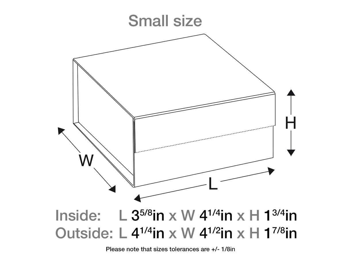 Small White Gift Box Size Line Drawing in Inches