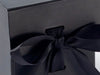 Black Small Cube Gift Box with slots and ribbon close up from Foldabox USA