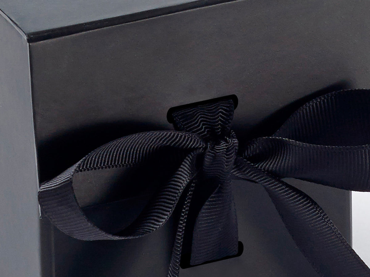 Small Black Cube with slots and ribbon detail from Foldabox UK