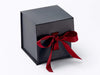 Small Black Cube Slot Gift Box with Dark Red Ribbon from Foldabox