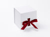 Small White Cube Gift Box featured with Bright Red Ribbon from Foldabox USA