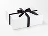 Example of Black Recycled Satin Ribbon Featured on White Gift Box