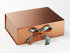 Teal Wildwood Recycled Satin Ribbon Featured on Copper A4 Deep Gift Box